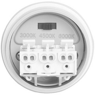 Runde LED-Lampe mit dreifach einstellbarer Farbtemperatur: 3000K, 4500K, 6000K.
