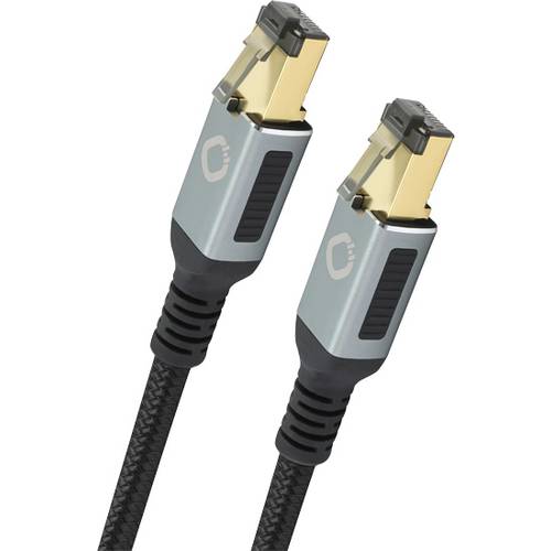 Oehlbach D1C13355 RJ45 Netzwerkkabel, Patchkabel CAT 8.1 5.00 m Schwarz vergoldete Steckkontakte, dreifach geschirmt 1 S...