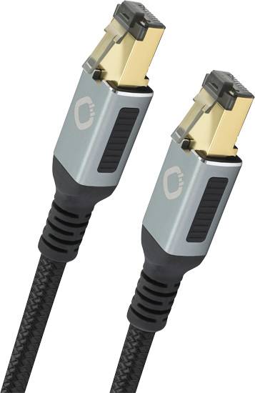 Oehlbach D1C13357 RJ45 Netzwerkkabel, Patchkabel CAT 8.1 10.00 m Schwarz vergoldete Steckkontakte, dreifach geschirmt 1 ...