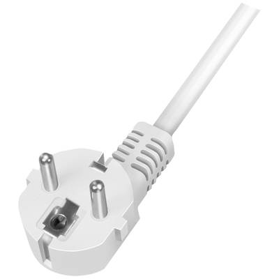 Ein weißer europäischer Stecker mit zwei runden Pins und einem Kabel. Geeignet für den Anschluss an eine Stromquelle.