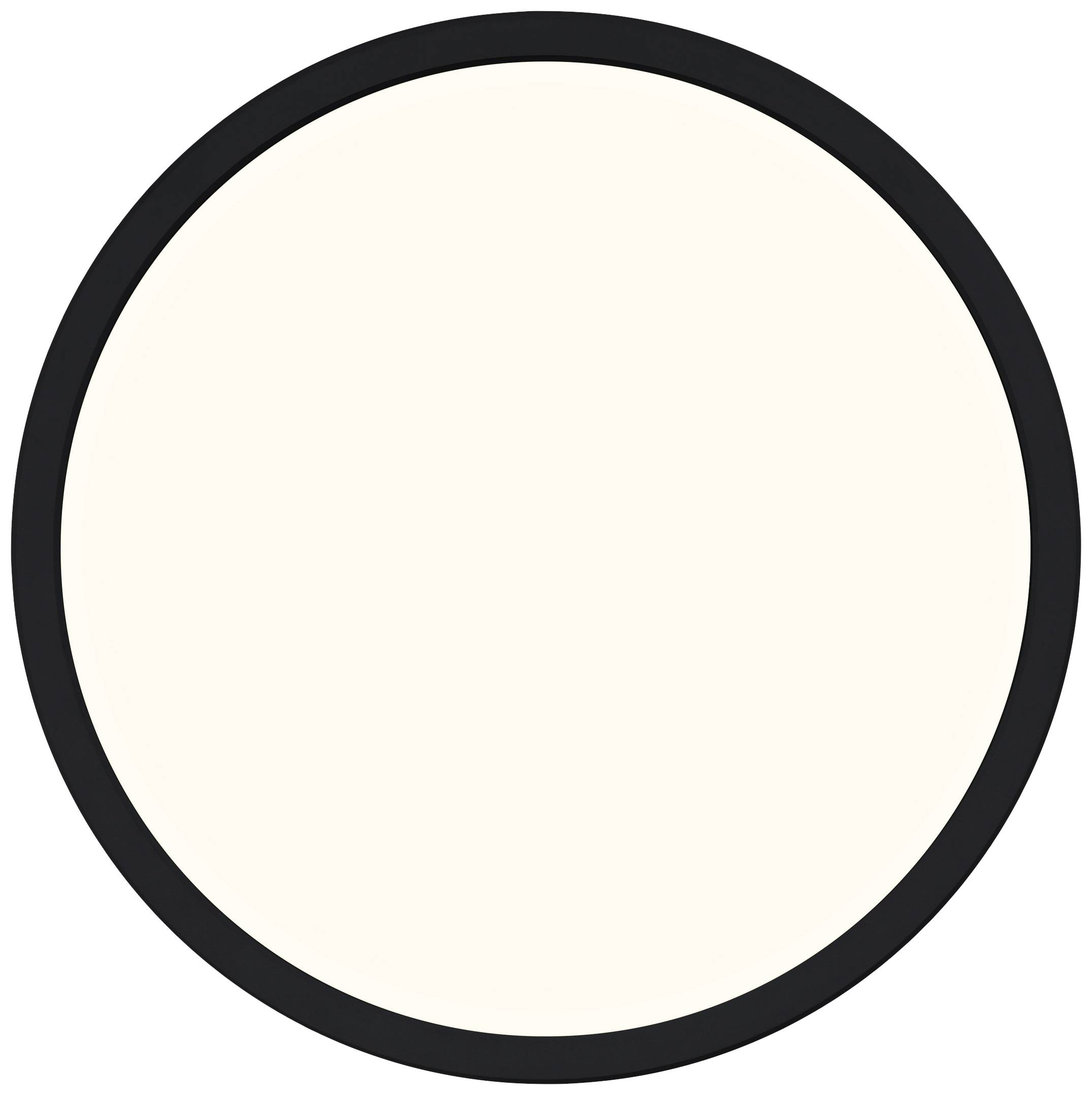 Ein einfacher, weißer Kreis mit schwarzem Rand auf einem weißen Hintergrund.