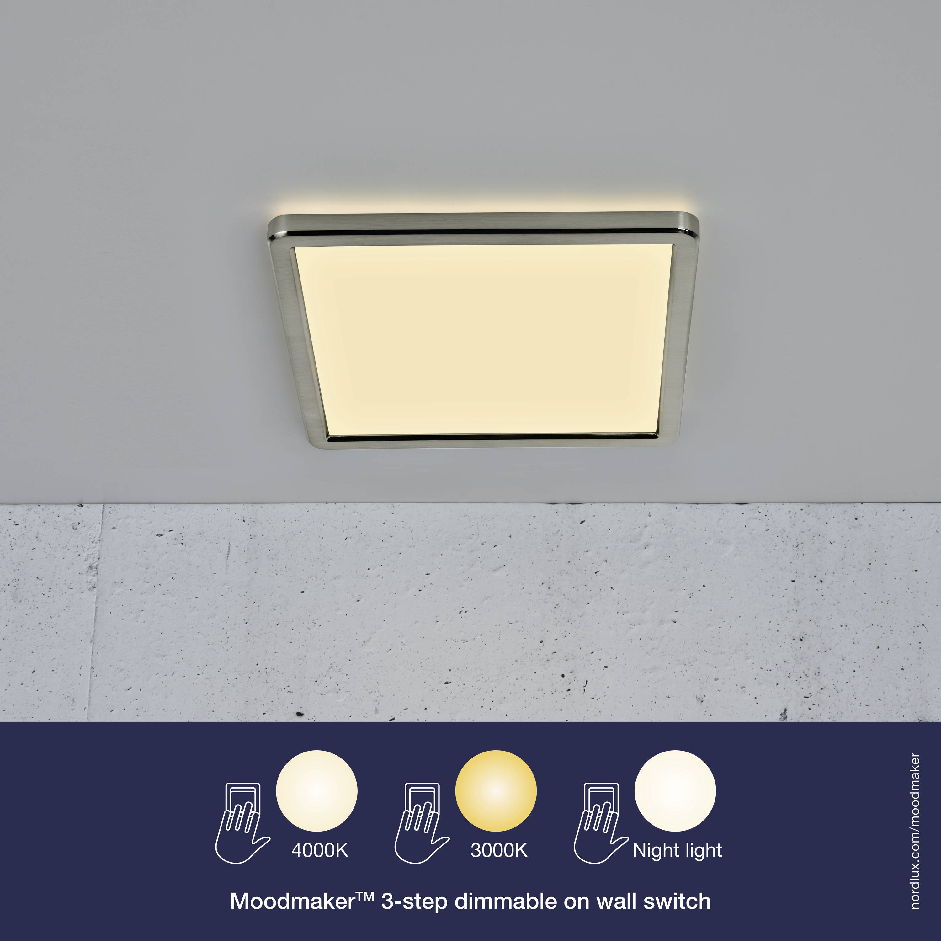 Nordlux 2015056155 Oja Square 29 LED-Deckenleuchte LED LED 14.5 W Nickel-5