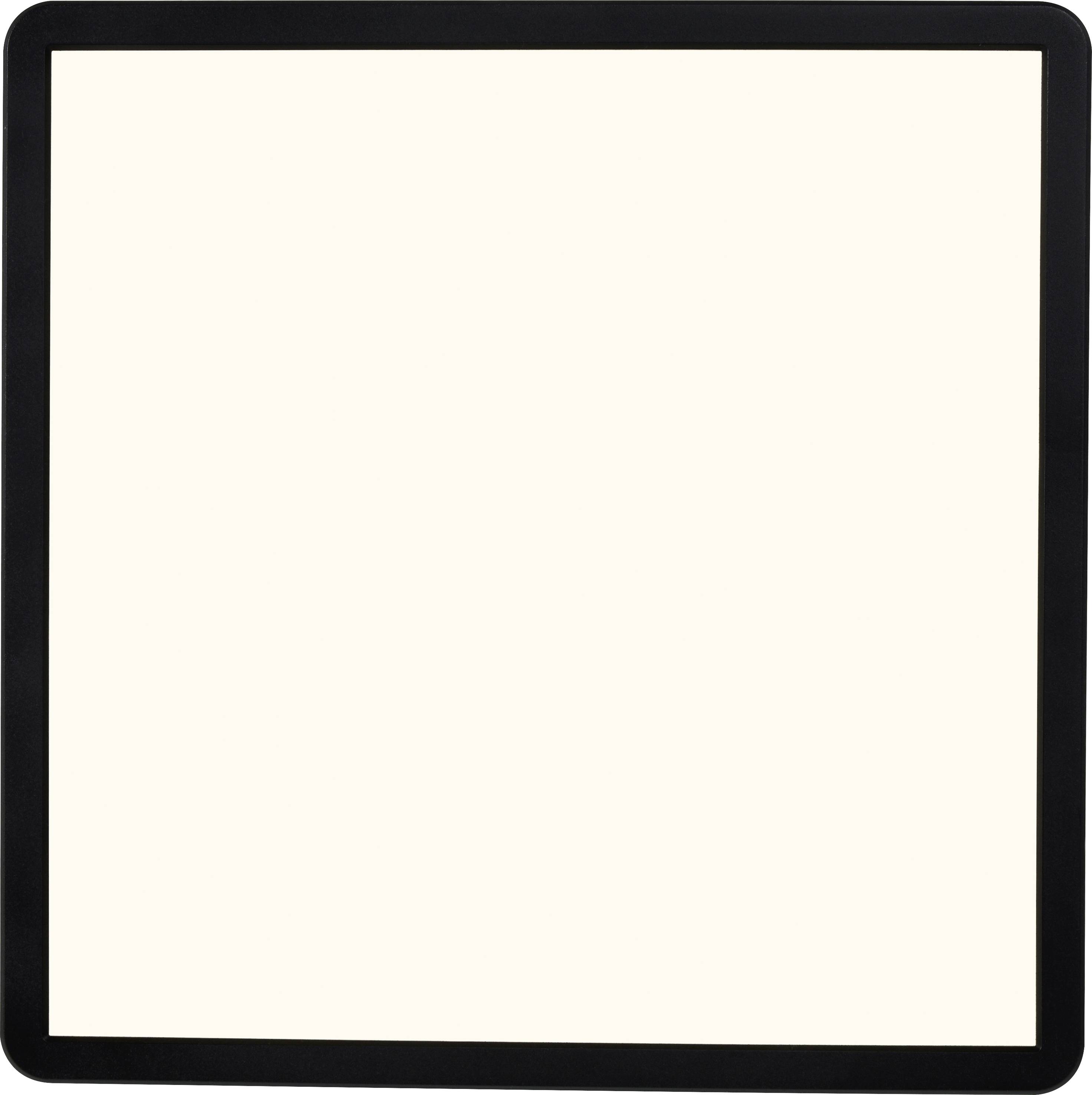Ein schwarzes Quadrat mit einer cremefarbenen, leeren Fläche in der Mitte.