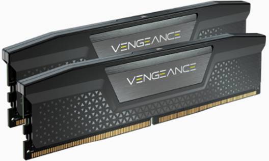 Zwei schwarze RAM-Module der Marke Vengeance, die in einem Computer installiert werden könnten, um die Speicherleistung zu erhöhen.