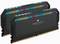 Zwei Corsair Dominator Platinum RGB RAM-Module mit mehrfarbiger Beleuchtung, geeignet für leistungsstarke Computeraufbauten.
