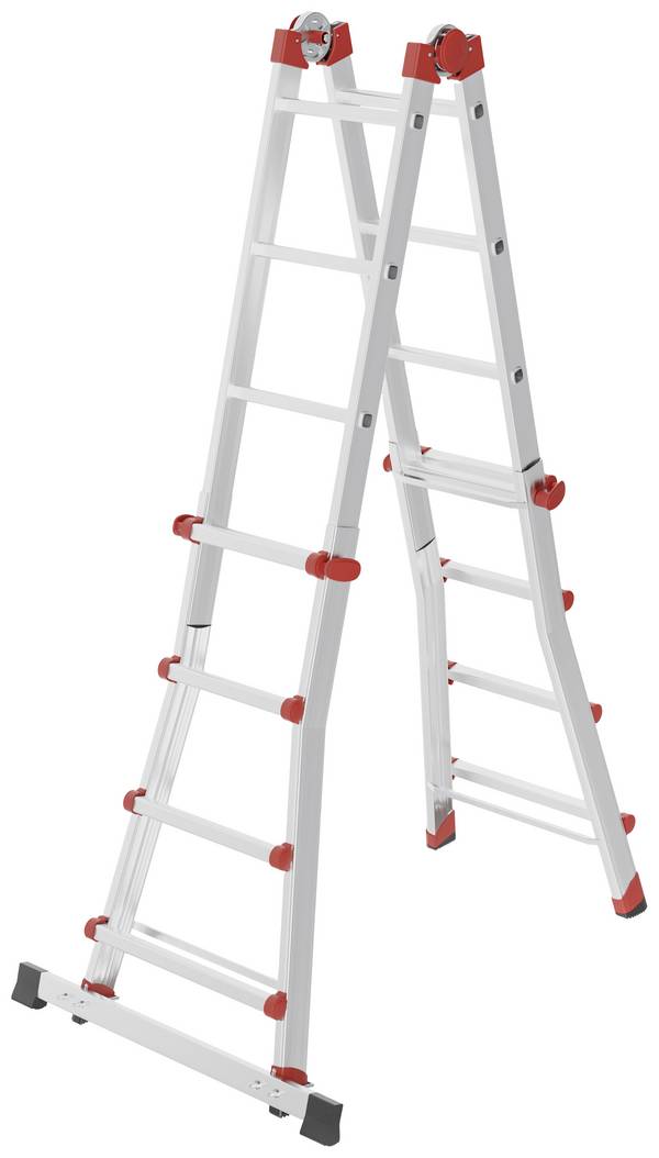Hailo M80 7516007 Aluminium Multifunktionsleiter  Arbeitshöhe (max.): 4.70 m Silber, Rot  12.7 kg