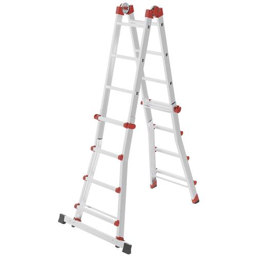 Hailo M80 7516007 Aluminium Multifunktionsleiter Arbeitshöhe (max.): 4.70 m Silber, Rot 12.7 kg