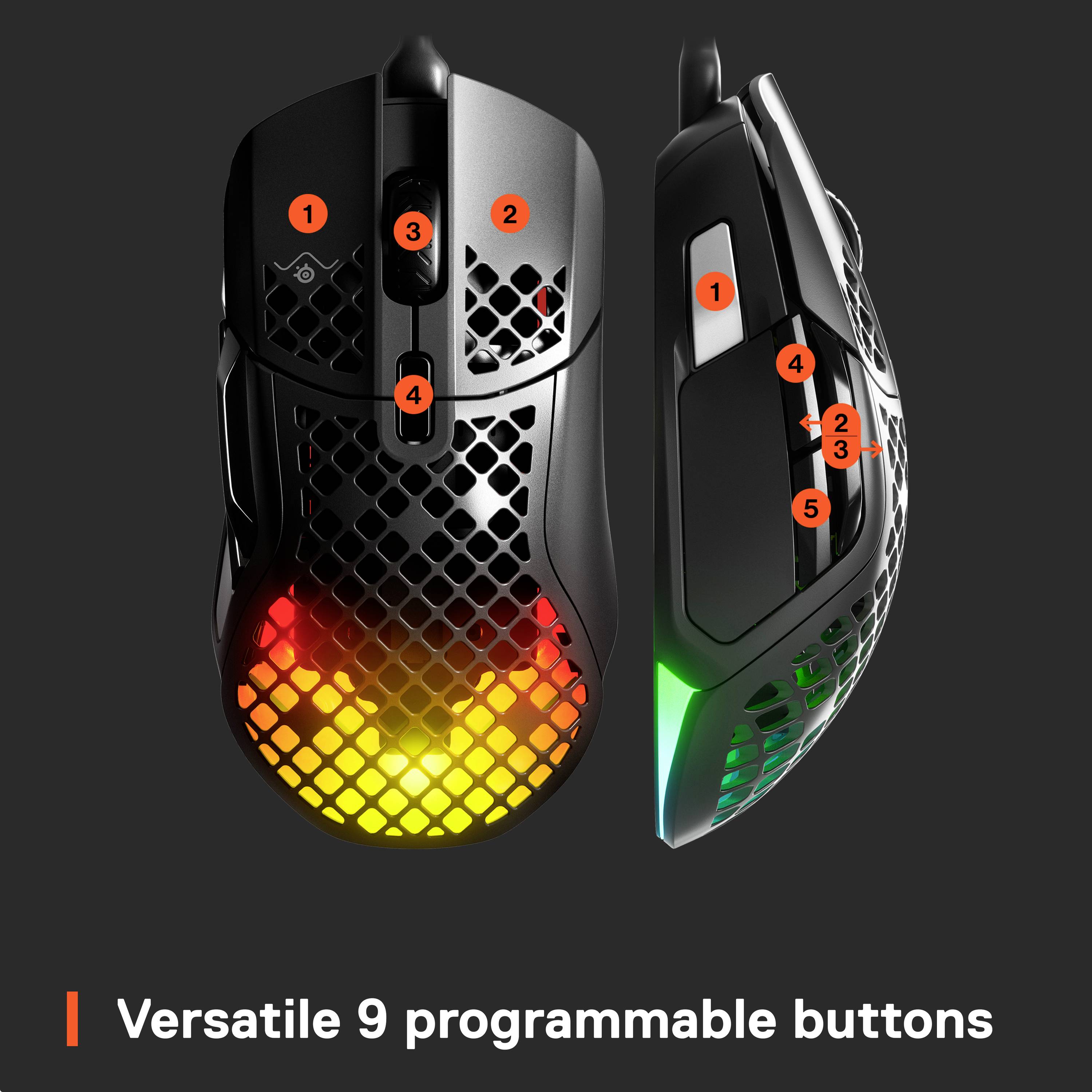 Steelseries Aerox 5 Gaming-Maus Kabelgebunden, USB Optisch Schwarz 9 Tasten 18000 dpi Beleuchtet-13