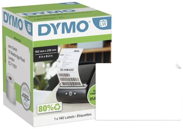 DYMO 2166659 Etiketten Rolle 102 x 210 mm Thermodirekt Papier Weiß 140 St. Permanent haftend Versand-Etiketten