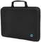 Schwarze Laptop-Tasche mit Griffen, HP-Logo unten rechts. Ideal zum Schutz und Transport von Laptops.