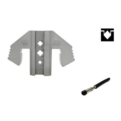 'Grå metallisk Clip und dunkler Kabelstecker mit metallischer Anschlussstelle.'