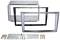 Einbauset für Autoradio mit Metallrahmen, Kunststoffblende und Montagezubehör. Geeignet für 2-DIN-Geräte, kompatibel mit bestimmten Fahrzeugmodellen.