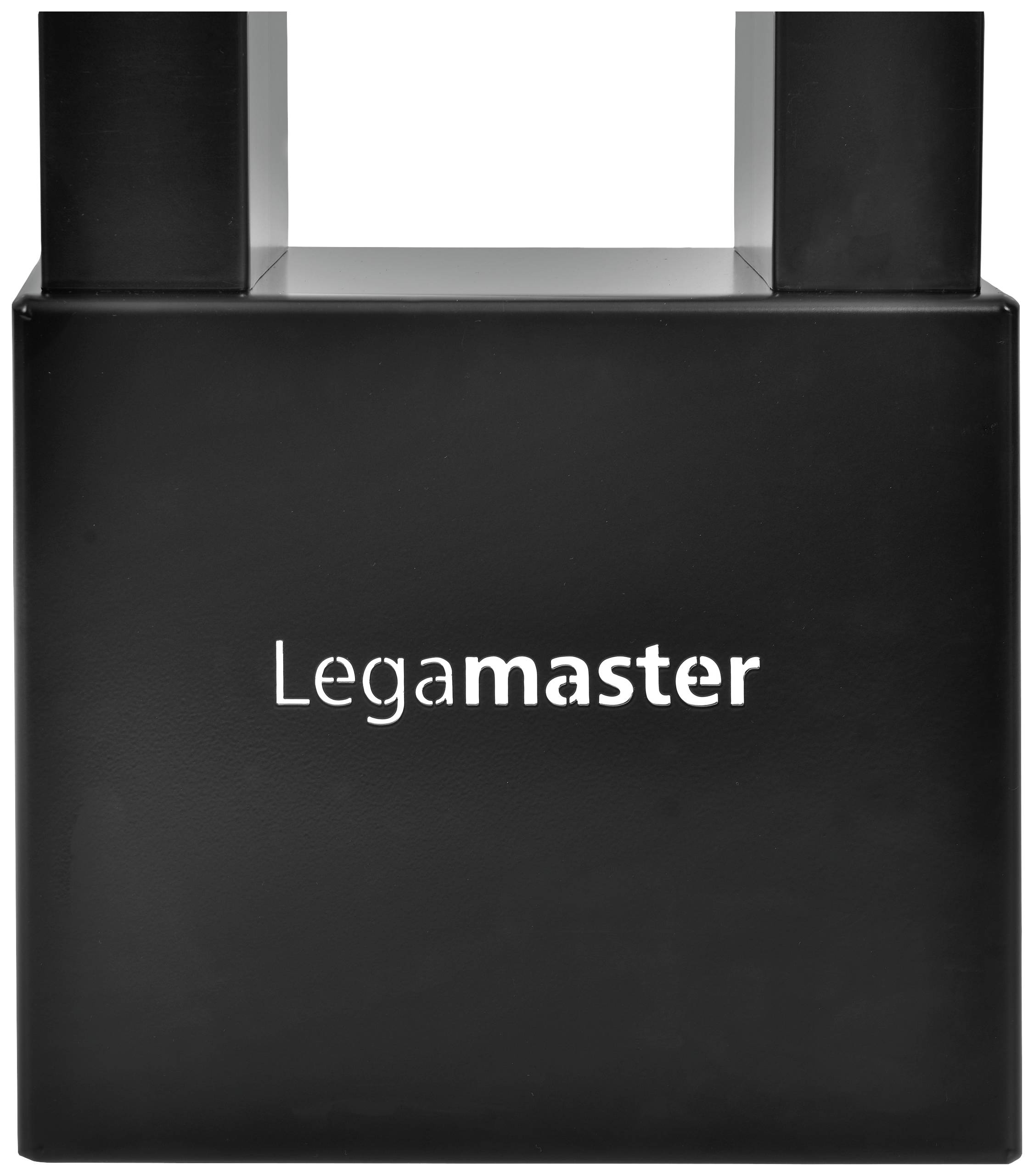 Schwarzer Würfel beschriftet mit 'Legamaster', mit zwei vertikalen Griffen oben.