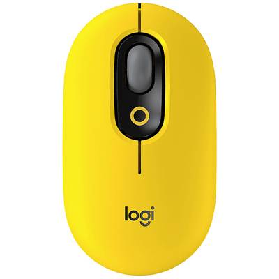 Logitech POP Kabellose Maus Bluetooth® Optisch Gelb, Schwarz, Grau 4 Tasten 4000 dpi Easy Switch 3 Geräte, Geräuscharme 