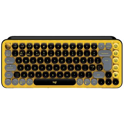 Logitech POP Bluetooth® Tastatur Deutsch, QWERTZ Gelb, Schwarz, Grau Easy Switch 3 Geräte, Multimediatasten, Multipair-F