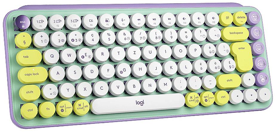 Logitech POP Bluetooth® Tastatur Deutsch, QWERTZ Violett, Minze, Gelb Easy Switch 3 Geräte, Multimediatasten, Multipair--2