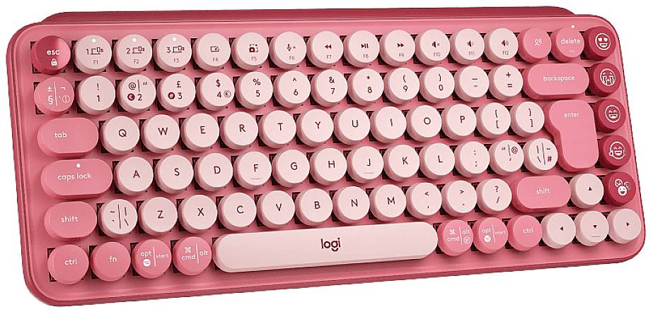 Logitech POP Bluetooth® Tastatur Deutsch, QWERTZ Himbeerrot, Korallenrot Easy Switch 3 Geräte, Multimediatasten, Multipa-2
