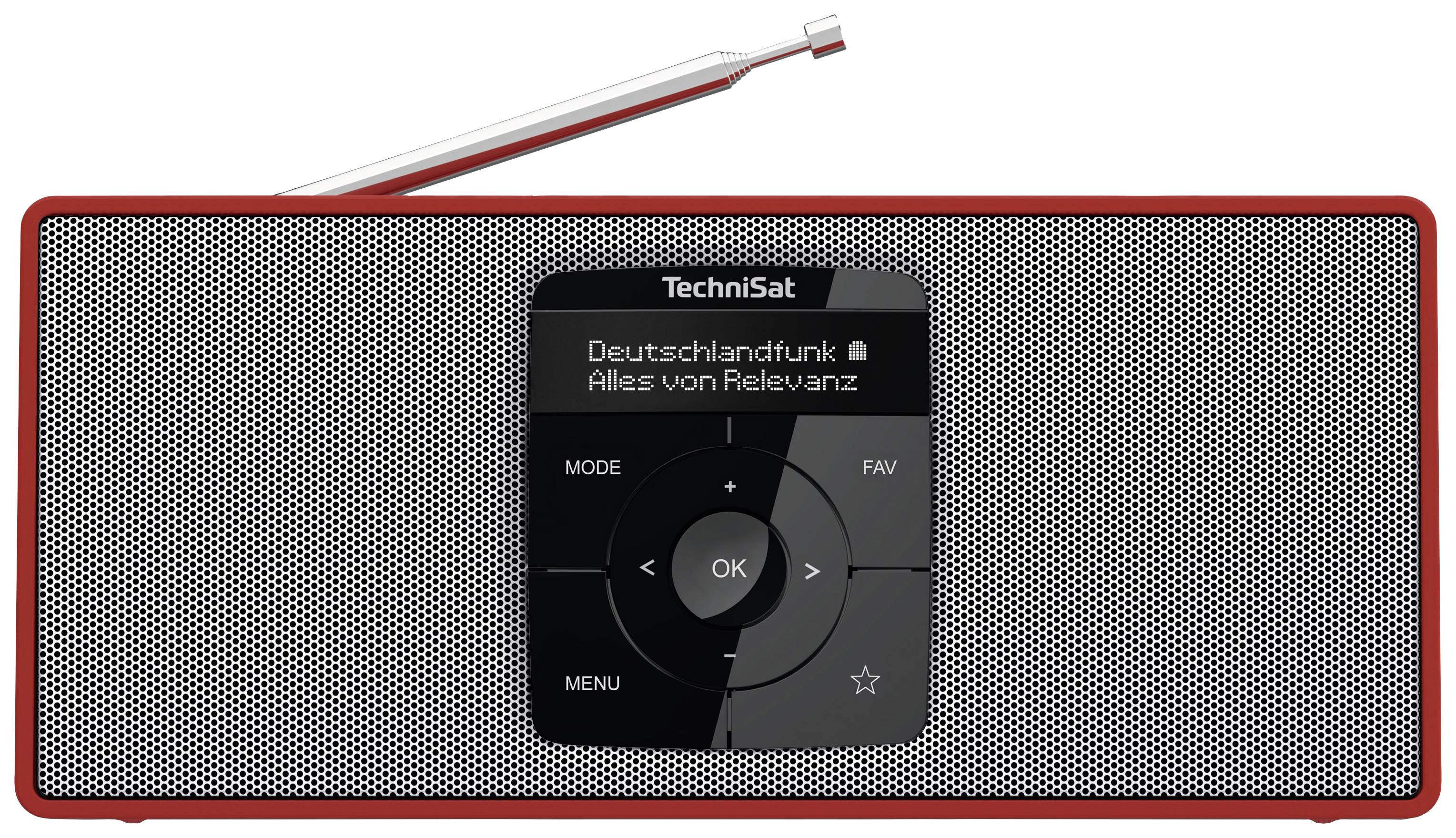 TechniSat DIGITRADIO 2 S Taschenradio DAB+, UKW Bluetooth® Weckfunktion, wiederaufladbar Rot, Silber-0