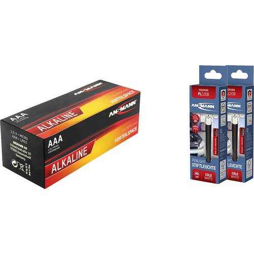 Thumbnail - Ansmann Vorteilspack +2 Stiftleuchten PLC20B Micro (AAA)-Batterie Alkali-Mangan 1.5 V 40 St.