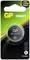 Lithium-Knopfzellenbatterie CR2477 in Verpackung, Markenname 'GP' sichtbar, hervorgehobene Funktionen: 'Long Lasting Power'.