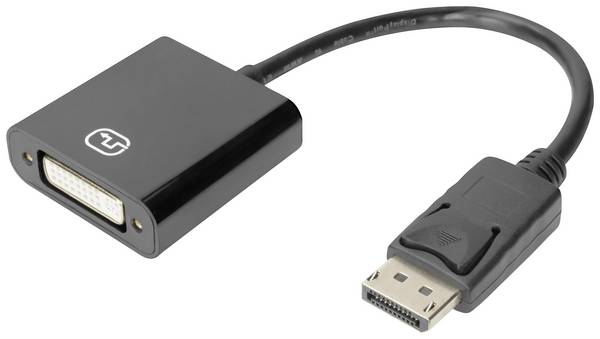Digitus DisplayPort / DVI Anschlusskabel DisplayPort Stecker, DVI-I 24+5pol. Buchse 0.15 m Schwarz DB-340414-001-S doppelt geschirmt, Geschirmt DisplayPort-Kabel