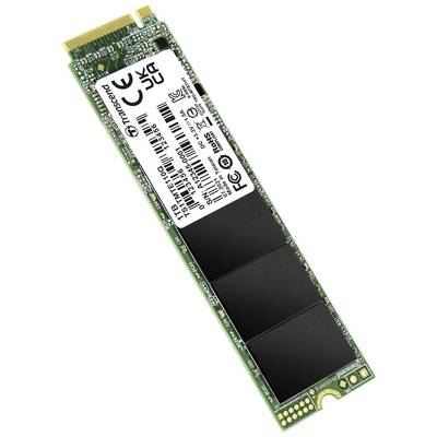Eine grüne M.2-SSD mit Speicherchips und einem Etikett mit technischen Informationen und Zertifizierungen auf der Oberseite.