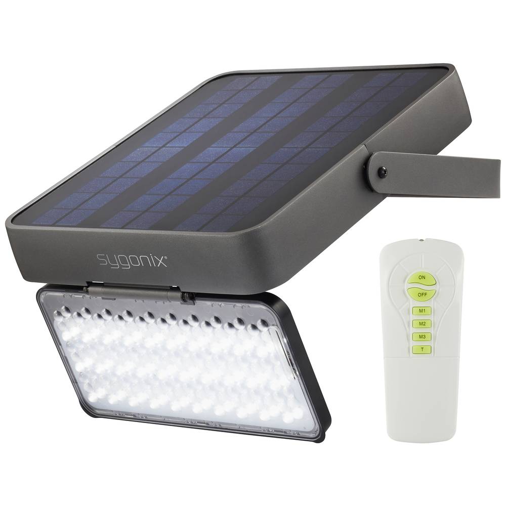 Sygonix Wandschijnwerper op zonne-energie met bewegingsmelder SY-5176608 SMD LED 15 W Koudwit Grijs-