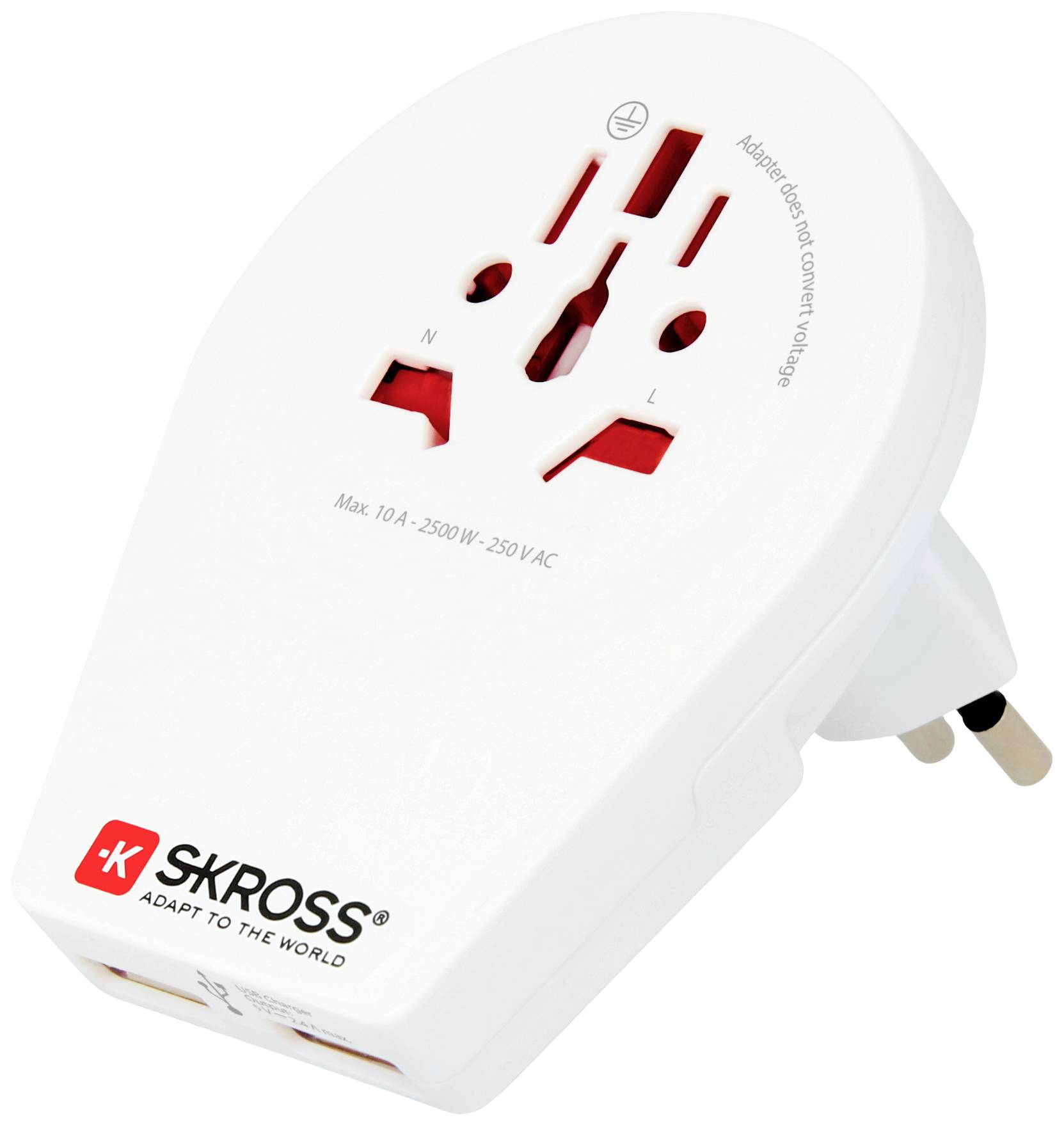 SKROSS Länderstecker World to CH+IT+BRA USB white (1500269)