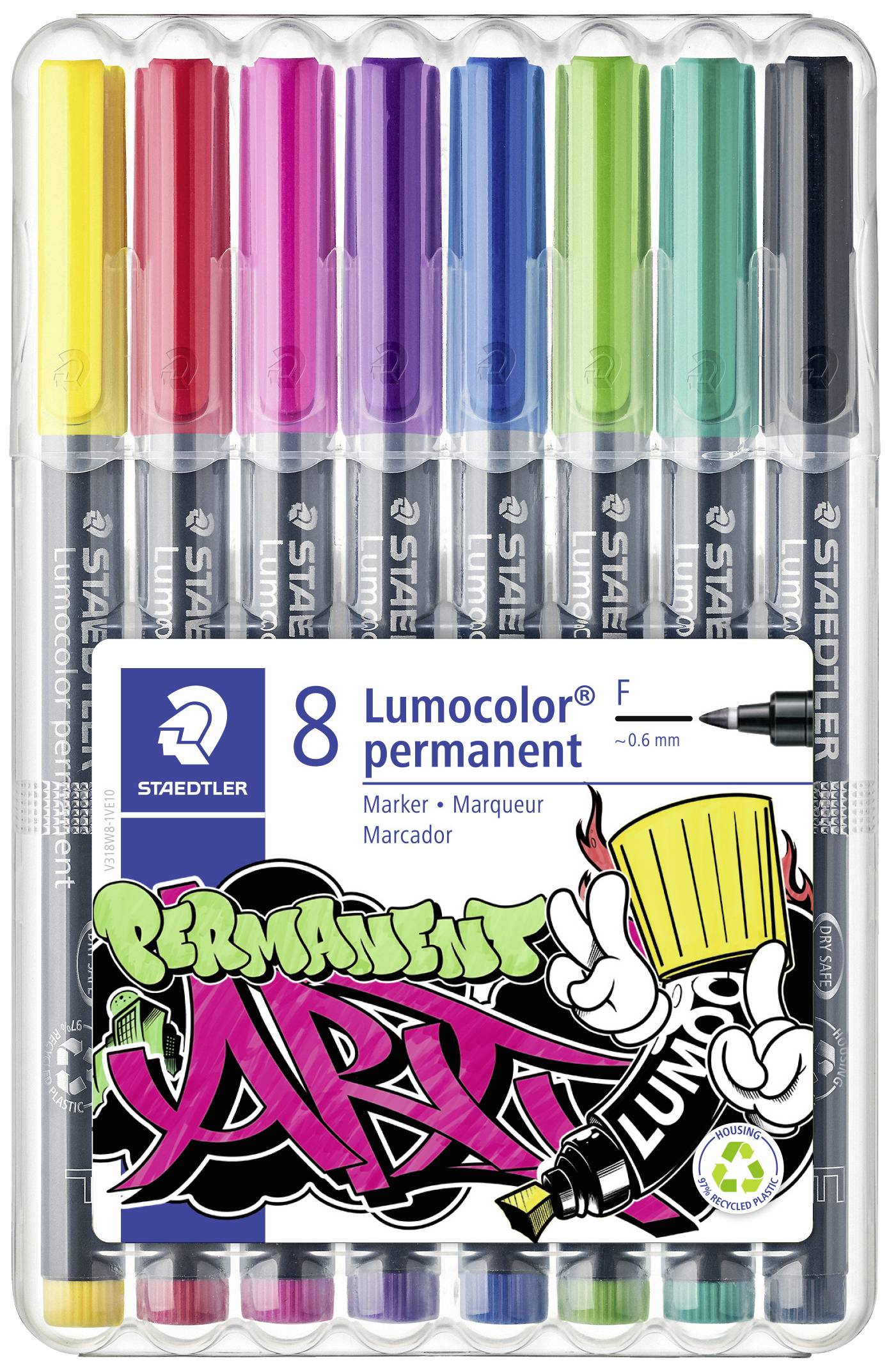 STAEDTLER Folienstift Lumocolor 318 WP8-1 F perm 8 Stück/Pack. (318 WP8-1)