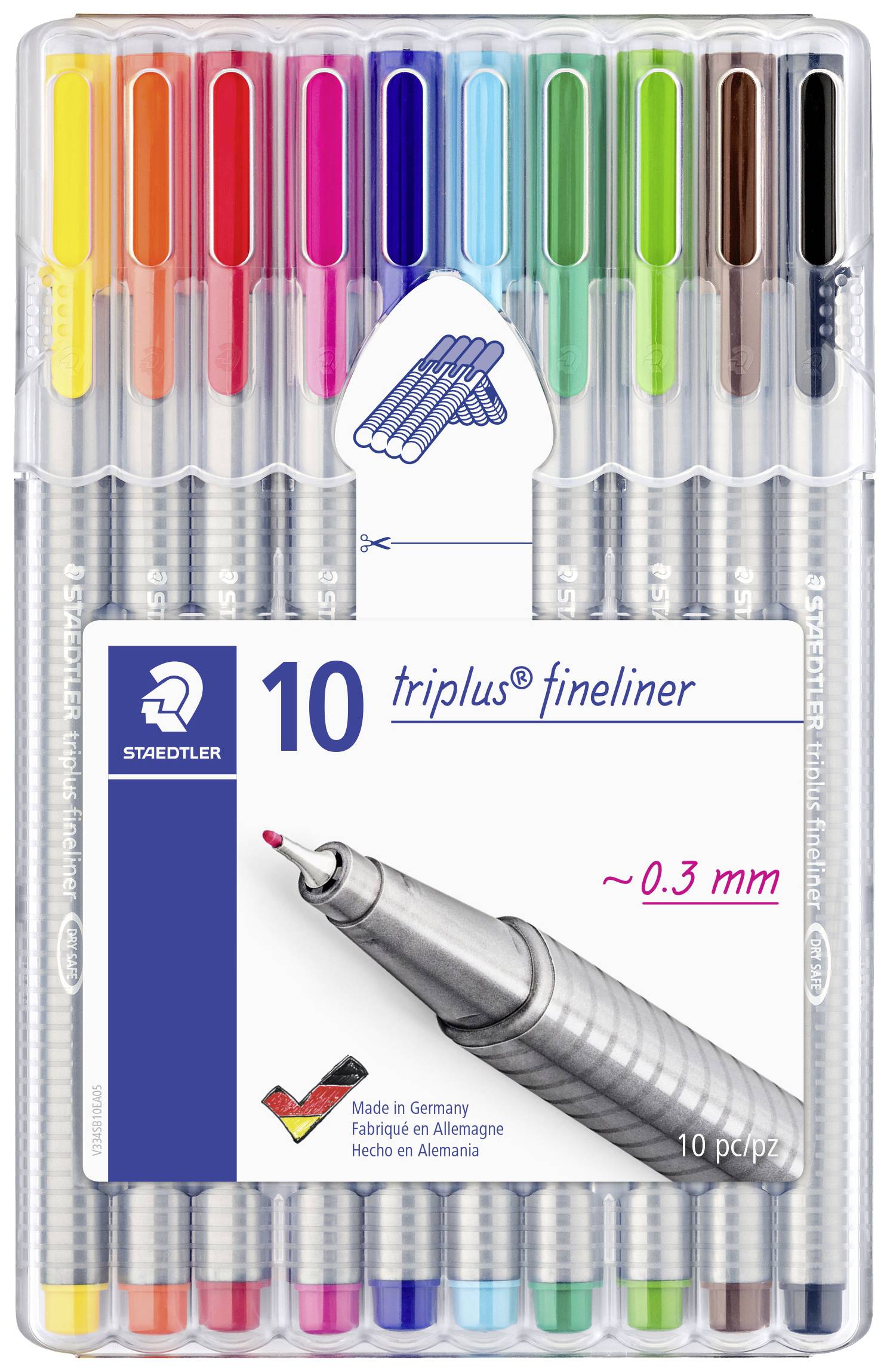STAEDTLER Fineliner triplus 334 SB10 0,3mm sort. 10 St./Pack. - Artikel: 304208899-1