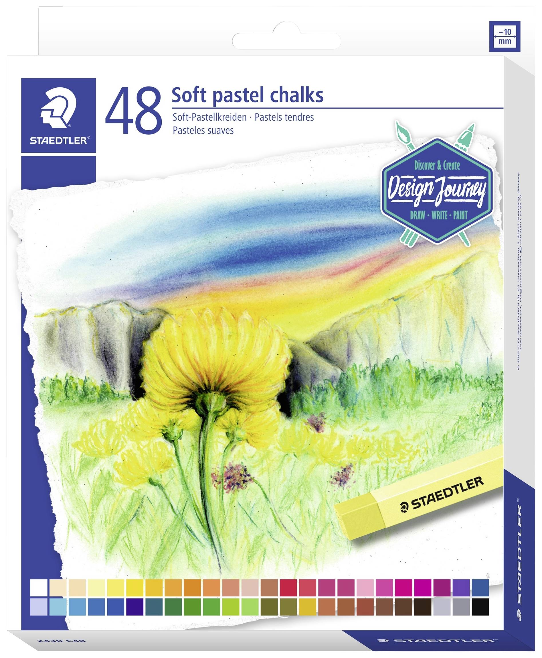 STAEDTLER Soft-Pastellkreide karat, 48er Kartonetui Studioqualität, verwischbar, bruchsicher, papier