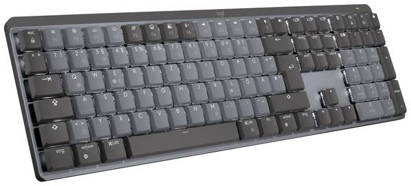 Logitech MX Mechanical (Tacticle Quiet) Bluetooth®, Funk Tastatur Deutsch, QWERTZ Graphit Abnehmbares Kabel, Beleuchtet, Wiederaufladbar