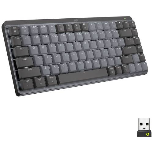 Logitech MX Mechanical Mini (Tacticle Quiet) Bluetooth®, Funk Tastatur Deutsch, QWERTZ Graphit Abnehmbares Kabel, Beleuc...