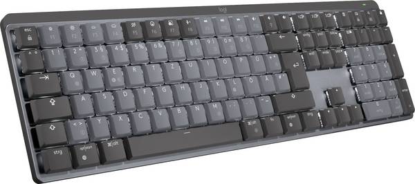 Logitech MX Mechanical (Linear) Bluetooth®, Funk Tastatur Deutsch, QWERTZ Graphit Abnehmbares Kabel, Beleuchtet, Wiederaufladbar