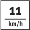 '11 km/h' auf einem schwarzen Hintergrund, weiße Schrift.