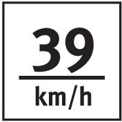 'Geschwindigkeitsanzeige zeigt 39 km/h'
