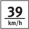 'Geschwindigkeitsanzeige zeigt 39 km/h'