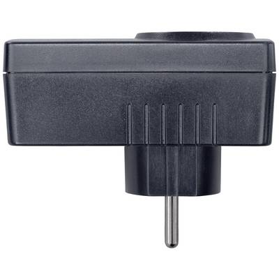 Ein schwarzer elektrischer Adapter mit einem Eurostecker. Ideal für den Anschluss an europäische Steckdosen.