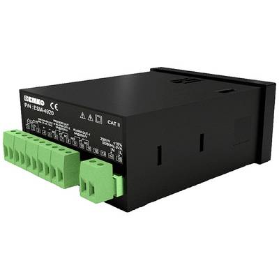 Elektronisches Modul mit grünen Anschlussklemmen auf der linken Seite. Modellname 'ESM-4920' und technische Symbole darauf sichtbar.