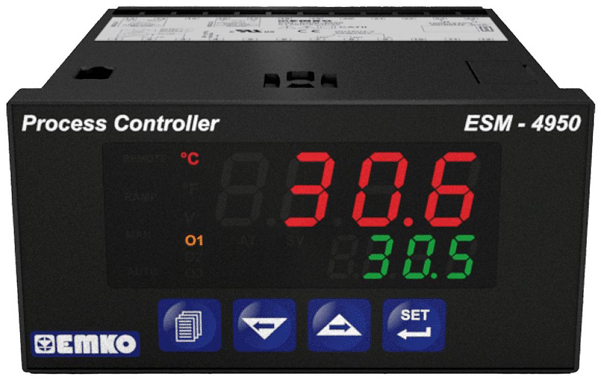 Emko ESM-4950 2-Punkt, P, PI, PD, PID Universalregler Pt100 -200 bis +1700 °C Relais 5 A (L x B x H) 86.5 x 48 x 96 mm