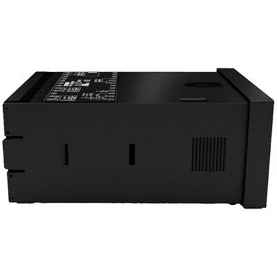 Schwarzes elektronisches Gerät mit mehreren Anschlüssen und Schaltern auf der Vorderseite, vermutlich zur Steuerung technischer Systeme.