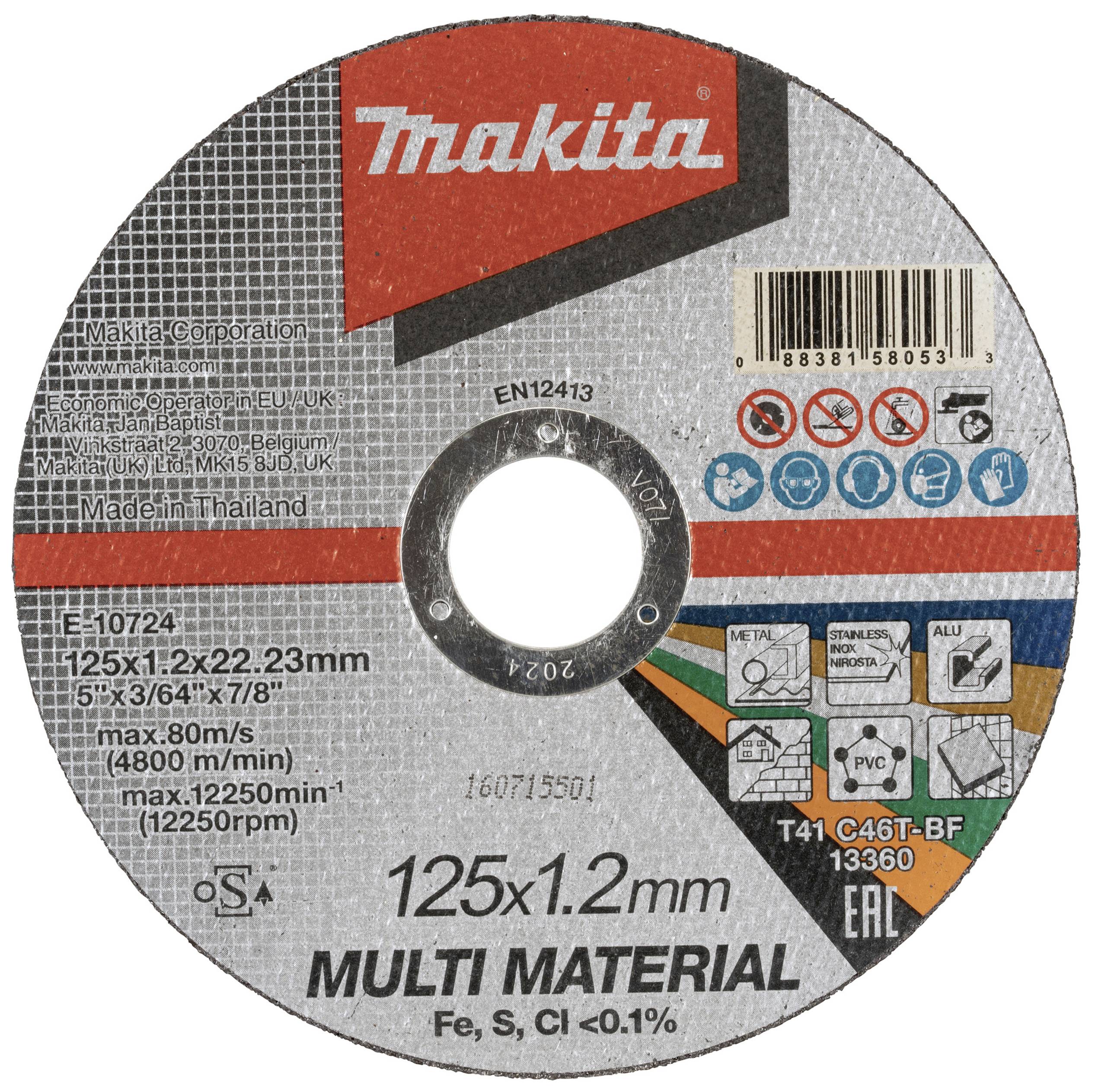 Makita - Schneidscheibe - 10 Stücke - 125 mm - Körnung: C46T (E-10724-10)