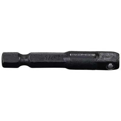 Schwarzes Adapter-Bit für Schraubendreher mit 1/4-Zoll-Sechskant und Aufsatz. Verwendet, um Bits an einen Bohrer anzuschließen.