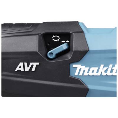 Ein blau-schwarzes Elektrowerkzeug mit der Aufschrift 'AVT Makita' und einem blauen Hebel zur Einstellung der Betriebsfunktion.