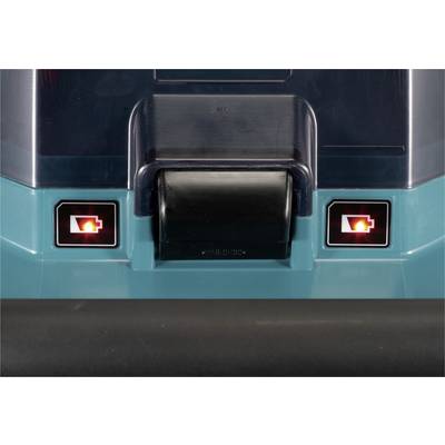 Zwei rote Lichter neben einer schwarzen Walze an einer Maschine. Die Lichter symbolisieren den Batteriestand.