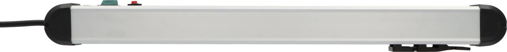 Ein rechteckiges, silbernes Gerät mit zwei Tasten oben, eine grün und die andere rot, und einem Kabel an der Seite.