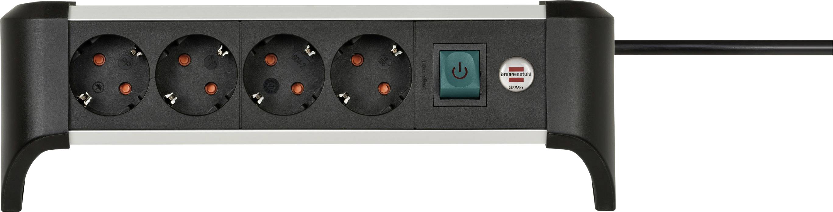 Brennenstuhl 1391040400 Steckdosenleiste mit Schalter Silber, Schwarz Schutzkontakt 1 St.