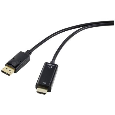 Renkforce DisplayPort / HDMI Adapterkabel DisplayPort Stecker, HDMI-A Stecker 1.00 m Schwarz RF-5179186 PVC-Mantel Displ