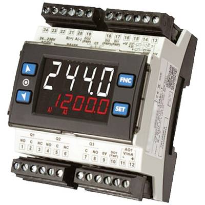 Ein digitales Steuergerät mit einem Display zeigt die Zahlen 2440 und 1200. Es ist von mehreren Anschlüssen umgeben.