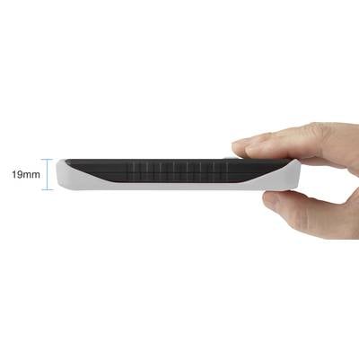 Eine Hand hält ein schlankes Gerät, das 19 mm dick ist.